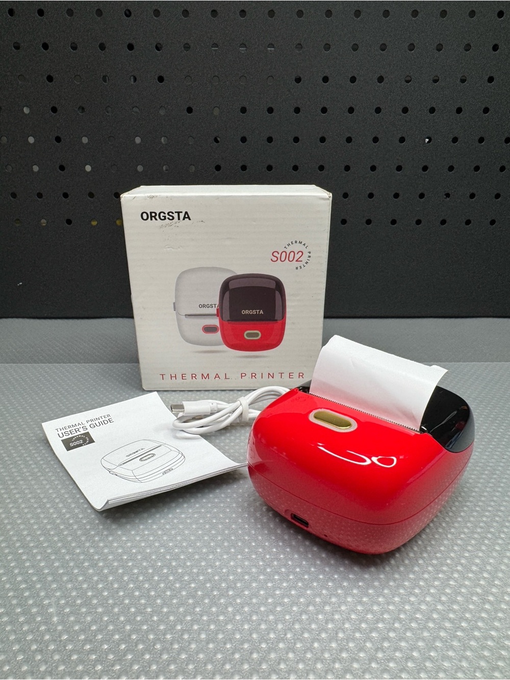 Red Portable Thermal Label Printer - Compact Wireless Printer